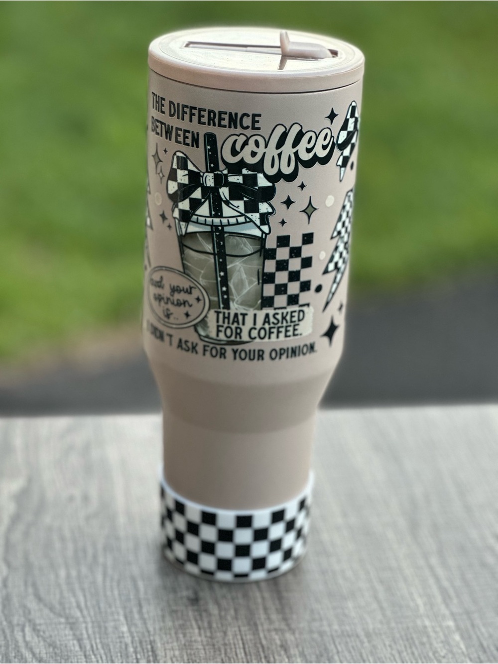 Decorated Coffee 40 oz tumbler (no spill top)